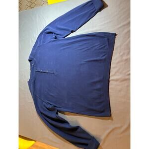 Murano Luxurious Fine Cotton Henley Sweater Mens Large Blue Long Sleeve Pullover